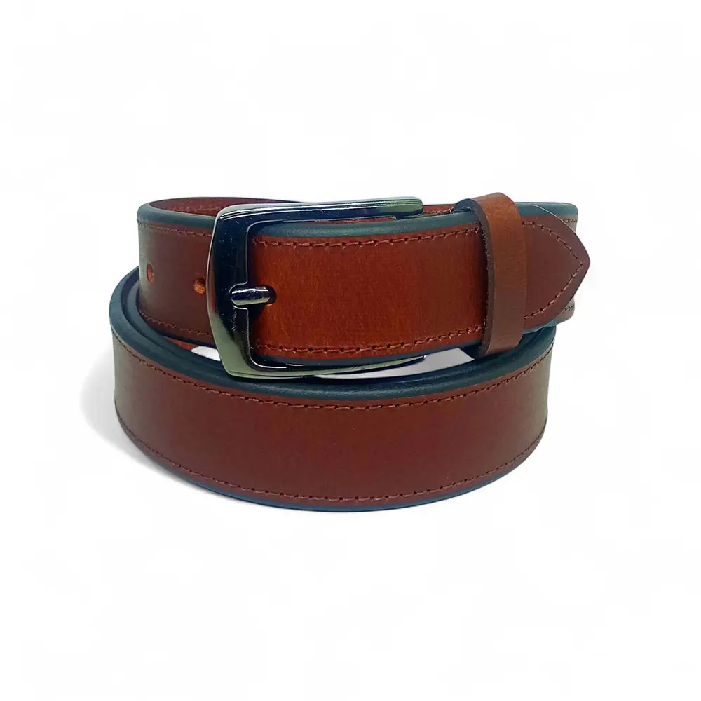 Premium Full Grain Leather Belt for Men – Brown Casual Belt with Metal Buckle LB-324