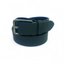 Men’s Solid Black Leather Belt with Polished Silver Buckle – LB-315