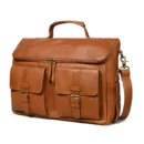 Premium Tan Leather Messenger Bag for Men – Laptop Briefcase with Shoulder Strap