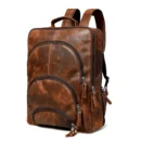 Premium Full Grain Leather Laptop Backpack – Brown Travel & Office Bag with Multiple Compartments
